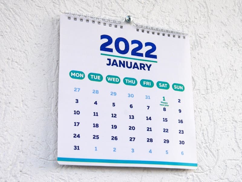 تقويم شهر يناير 2022