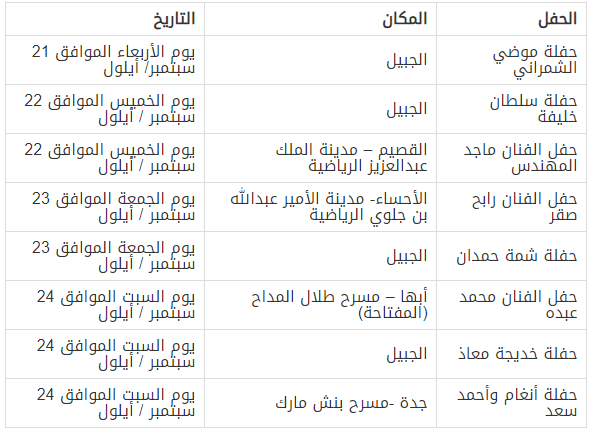 جدول فعاليات اليوم الوطني 92 في السعودية 1444